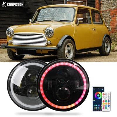 2x Para Clásico Rover Mini Austin 7" Faro LED RGB DRL Señal de giro de haz alto/bajo Foto 1 de 4