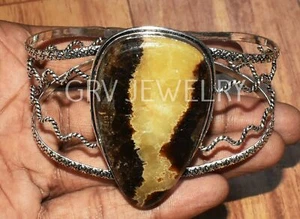 1Pcs Yellow Septarian Gemstone Adjustable Cuff Bangle Bracelet Jewelry WBG-4 - Picture 1 of 6