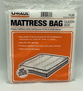 Uhaul Mattress Bag Qeen size For Moving Plastic Cover Protector 92"L X 60" X 10" - Picture 1 of 2