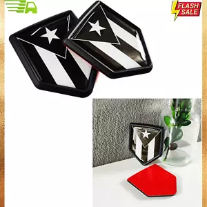 Black Puerto Rico Flag Emblem Puerto Rican Decal Car Sticker Chrome Shield Flags - Picture 1 of 6