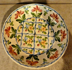 Moos Miciotto Keramik handbemalt Blumenmuster 11" breite Schüssel 2" hoch - Bild 1 von 3
