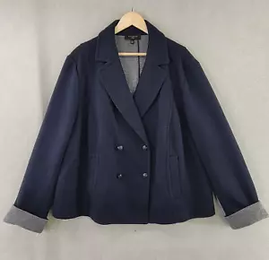 Talbots Jacket Womens 24W Navy Blue Double Breasted Wool Sweater Preppy Classic - Picture 1 of 9
