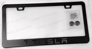 Black on Black Tesla Premium Black Metal License Plate Frame Fits all Models - Picture 1 of 1