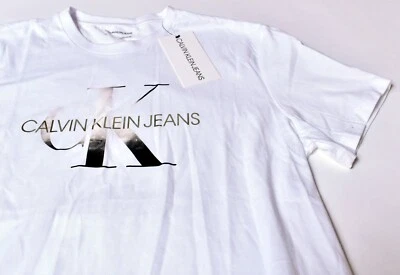 Calvin Klein Men's T-Shirt - White w Urban/Gold CK Logo - New - Large Size - Image 1 of 2