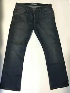 JEANS HUDSON PATTA TASCA POSTERIORE USA UOMO dritto taglia 31 x 28 bottoni fly blu - Foto 1 di 12