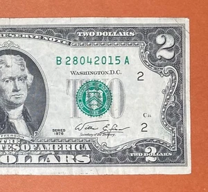 28 April 2015 ( B 28042015 A ) Birthday Note $2 Two Dollar Bill (1976 Series) - Picture 1 of 3
