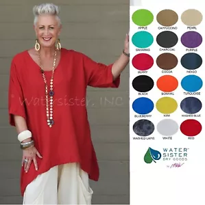 WATERSISTER Cotton Gauze SANDY Tunic Long Banded Top 1(M/L) 2(XL) oh my COLORS - Picture 1 of 31