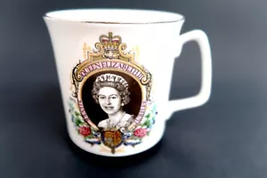 Vintage 1977 QUEEN ELIZABETH II Silver Jubilee Mug 3.5" Tall by ROYAL GRAFTON - Picture 1 of 4