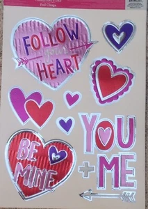 Static Window Clings Valentines Day Foil Hearts Be Mine Follow Your Heart New - Picture 1 of 1