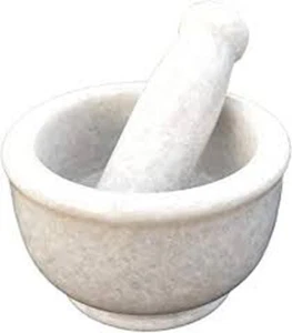 Art Craft White Marble Imam Dasta, Mortar and Pestle Set for Kitchen (4" inch) - Picture 1 of 1