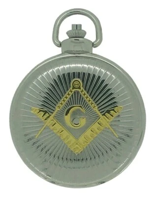 New Freemason Masonic G Quartz Large Two Tone Case Pocket Watch and Chain Boxed - Image 1 of 3