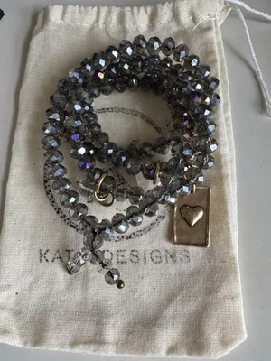 Katia Designs Grateful Heart Cuarzo Ajustable Collar Pulsera Boho Envoltura M/L Foto 1 de 3