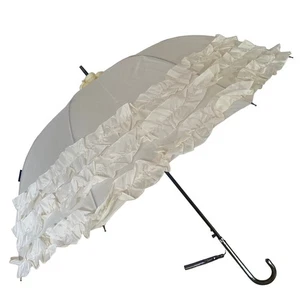 Paraguas para Caminar Damas Crema Pagoda Triple Volantes Boda Ocasión Moda SOJO - Imagen 1 de 6