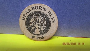 Wooden Nickel Dearborn Elks #1945 1987 Bowling tournament token - Picture 1 of 2