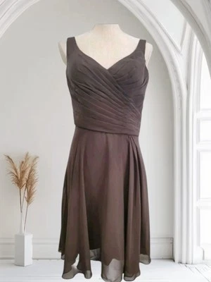 Morilee By Madeline Gardner Party Dress Size 12 Taupe Pleats Bridesmaid Cocktail - Image 1 of 4
