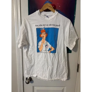 Vintage Art 1991 Muriel Design Nurse T Shirt Hanes Beefy-T White Graphic Tee - Picture 1 of 7