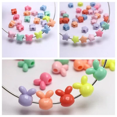 200pcs Pastel Animal Pony Beads - Mini Butterfly, Star & Rabbit Shape Beads - Image 1 of 4