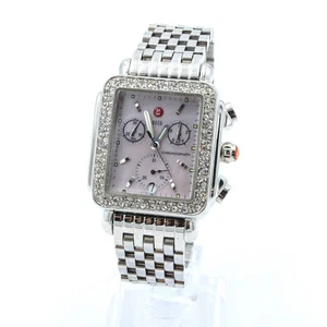 Michele Deco Ladies Quartz Chronograph Diamond Bezel Wristwatch #WB2717-1 - Picture 1 of 8