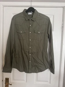 Asos Design Shirt Men’s Size XL Pearl Snap Green Western Button Up Long Sleeve - Picture 1 of 3