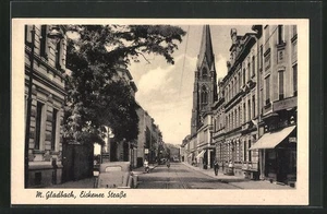Ansichtskarte Mönchengladbach, Eickener Straße, Geschäfte und Kirche - Picture 1 of 2