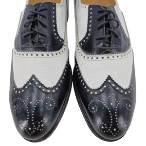 Vintage maßgefertigte Cole Haan schwarz weiß Leder Zuschauer 9,5 italienische elegante Schuhe - Bild 1 von 15