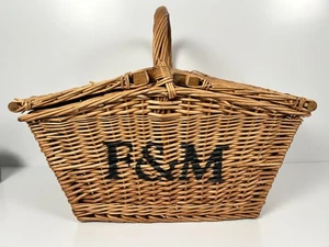 Fortnum And Mason Basket Large F&M Genuine Wicker Hamper Huntsman Picnic Brown - Picture 1 of 7