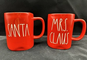 RAE DUNN Christmas "SANTA & MRS. CLUSE” RED Mugs - Picture 1 of 5
