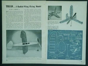 Aereo ad Ala Radiale Gomma Potenza Come Costruire PIANI 15" apertura alare *Triade* - Foto 1 di 1