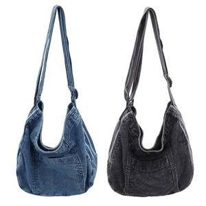 Vintage Denims Crossbody Bag Large Capacity Jean Korean Shopping Messenger Bag - Picture 1 of 10