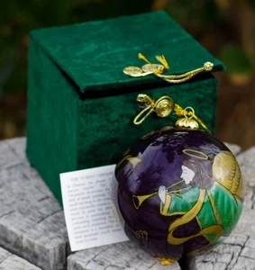 VINTAGE  Le Bien Glass Ornament Angel Hand Painted In Original Box - Picture 1 of 5