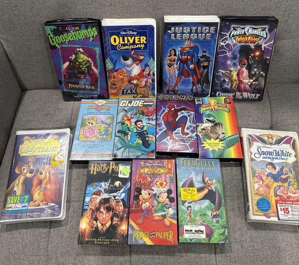 VINTAGE 80S-90S CARTOON VHS TAPES LOT Goosebumps Disney Go Joe POWER RANGERS - Image 1 of 4