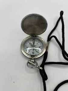 Vtg Japan Compass Magnetized Pointer Phosphorescent Markings Low Light With Cord - Picture 1 of 10