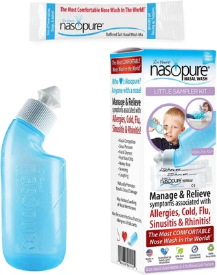 Lavado nasal Nasopure, kit de muestreo pequeño, kit de lavado sinusal “The Nicer Neti Pot”, Co Foto 1 de 4