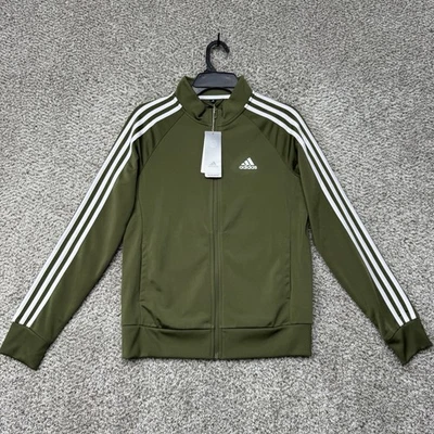 Adidas Track Jacket Womens Small Green White Full Zip Track Top W 3S TT TRIC New - Image 1 of 4