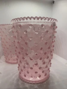 3 Pink Vases Candleholder Organizer with Hobnails Simpatico Home 5” Beautiful! - Picture 1 of 9