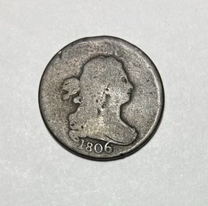 Medio centavo busto drapeado 1806 bajo estado fecha nítida completa - Imagen 1 de 2