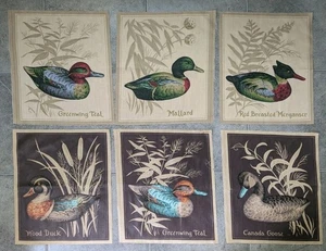 Vintage Duck Goose Bird Waterfowl Decoy Pillow Fabric Panels 11x13" Lot 6 Pieces - Picture 1 of 11