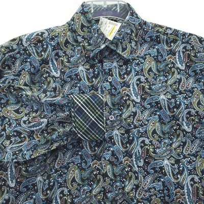 NUEVA Camisa Alan River Para Hombres Pequeña Negra Cachemira Abotonada Manga Larga Puños Abatibles Foto 1 de 4