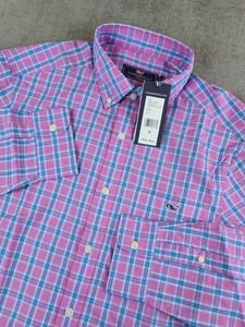 NUEVO CON ETIQUETAS Camisa Vineyard Vines Para Hombres S Púrpura Elastizada Botón Clásico Popelina Ballena Cuadros - Imagen 1 de 9