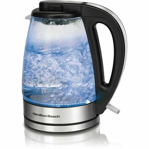 Hamilton Beach 40865 Electric Glass Kettle, 1.7L - Black