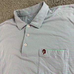 B Draddy Greg Polo Shirt Mens Extra Large Mint Green Purple Cotton Blend Golfing - Picture 1 of 10
