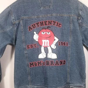 M&M's Denim Trucker Jacke Herren Small Blau Jeans Bestickt Streetwear Baumwolle Y2K - Bild 1 von 23