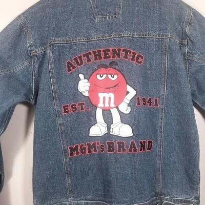 M&M's Denim Trucker Jacket Men Small Blue Jean Embroidered Streetwear Cotton Y2K - Image 1 of 4