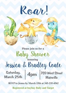 Invitación Baby Shower Dinosaurio, Bebé Niño, Fiesta Dinosaurio - Imagen 1 de 1