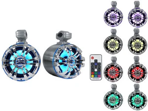 (2) Rockville WB65KLS Silber 6,5 Zoll 300w Metall Marine Wakeboard LED Tower Lautsprecher - Bild 1 von 12
