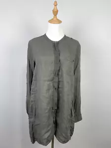 Transit Par Such Gray Buttons Lightweight Pockets Linen Shirt Blouse Dress Sz 3 - Picture 1 of 18