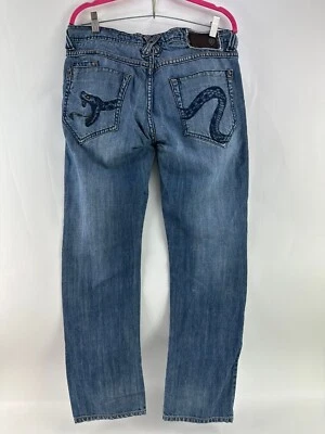 Pantalones de mezclilla Indigo Star City Of Angels para hombre azules desgastados talla 34/32 Foto 1 de 4