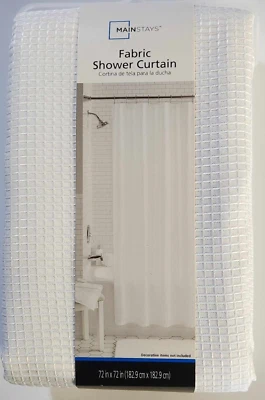 Mainstays Cortina de Ducha Tela Blanco Waffle 72 x 72 Nuevo Blanco Foto 1 de 2