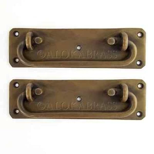 2 solid brass Large 6" long Box Handle 15.5cm Wide Solid Brass Pulls Trunk - Picture 1 of 12