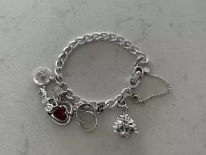 Monet Charm Bracelet 5 Charms Heart Horse Carriage Candle Rings Christmas Tree - Picture 1 of 15